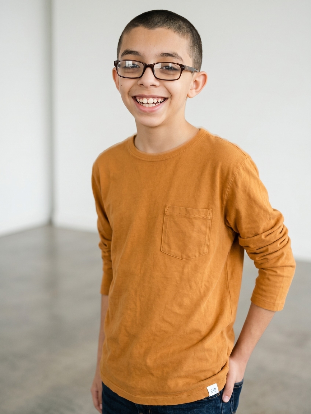 GAP Long-Sleeve Pocket Tee in Burnt Orange